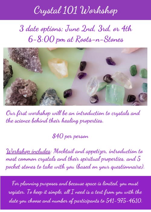 Root-n-Stones Crystals 101 Workshop