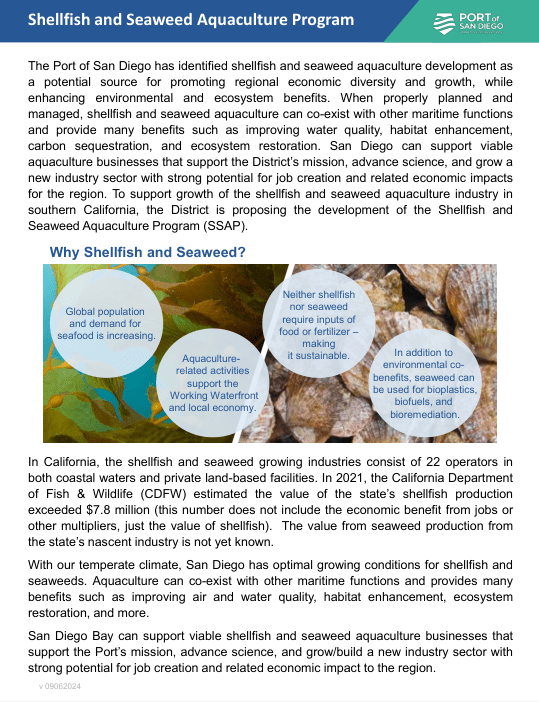 port aquaculture plan