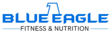 Blue Eagle logo featuring a bold eagle design representing strength, wellness, & guided fitness & nutrition services.
