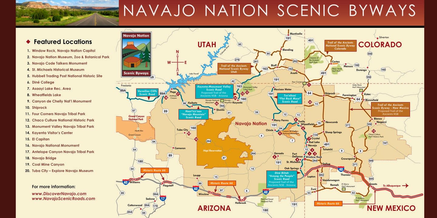 Navajo Nation Scenic Road Map 