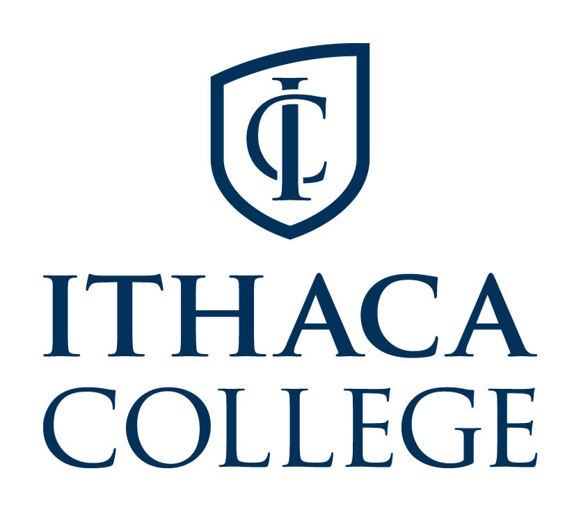 Ithaca College logo blue and white