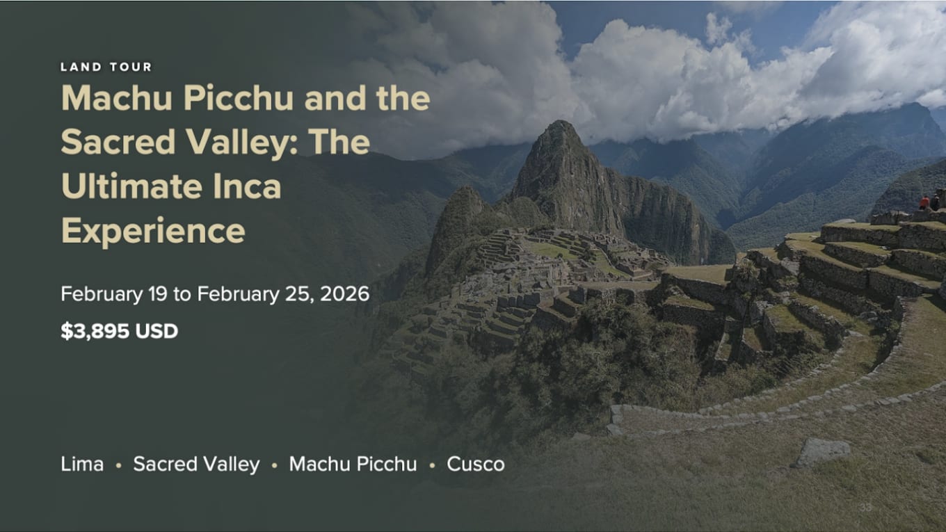 Machu Picchu promotional webinar slide