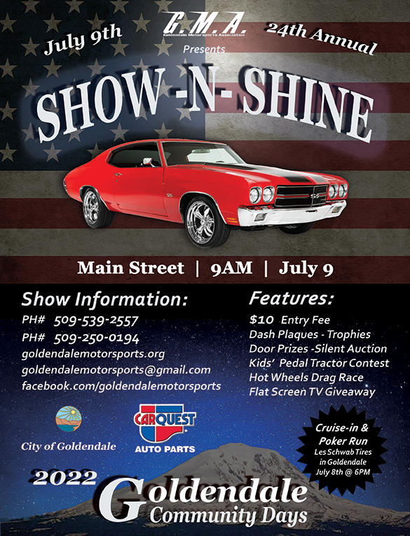 Show 'n Shine Car Show GZ Chamber Calendar Goldendale Chamber