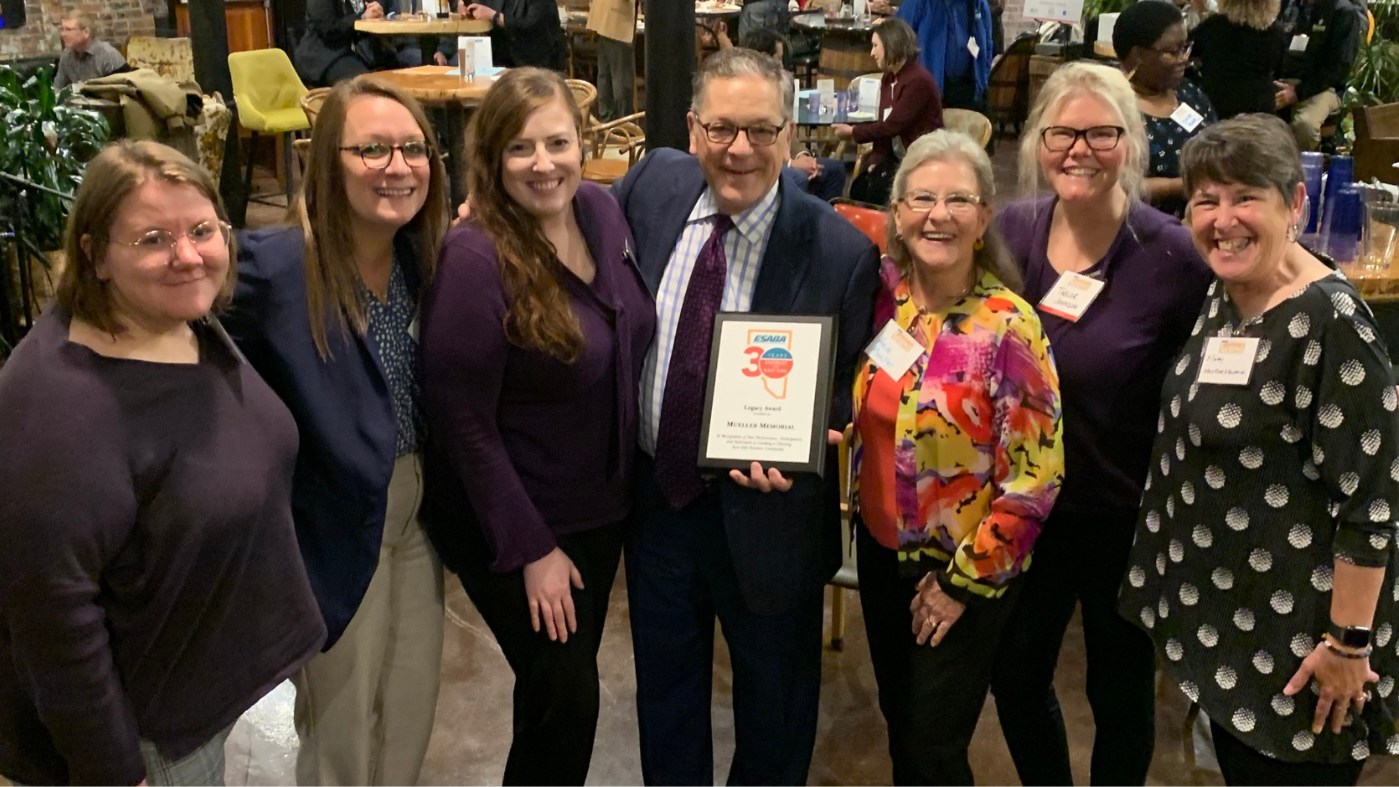 The team from Mueller Memorial funeral home accepting the ESABA Legacy Award