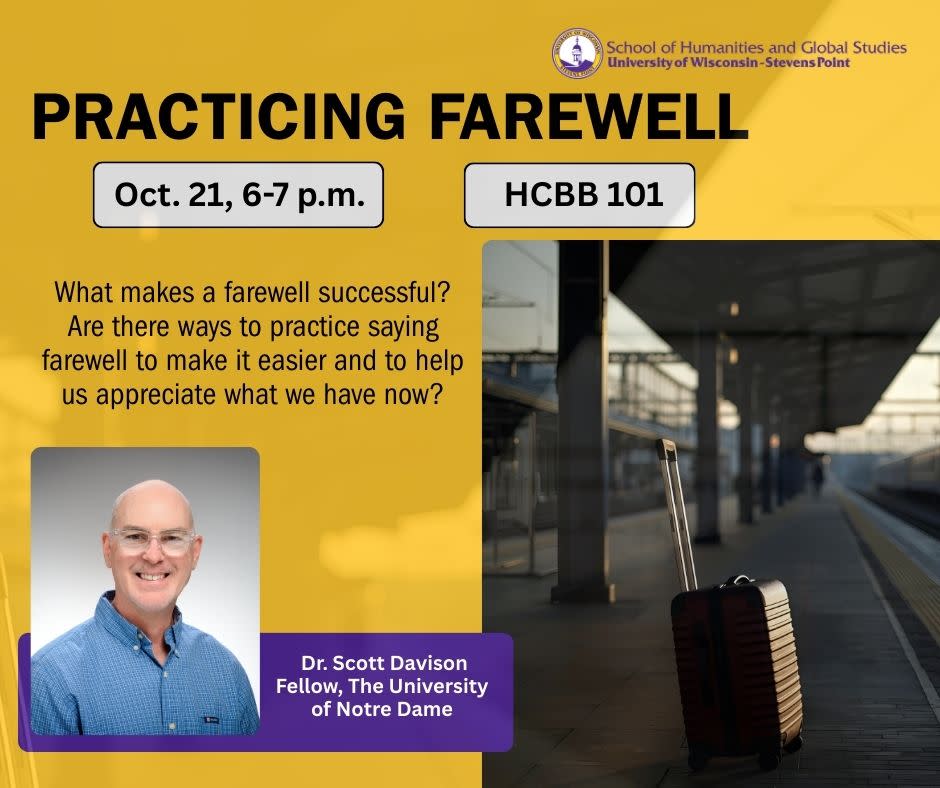 series name practicing farewell at 6 pm on October 21 with presenter Dr. Scott Davison