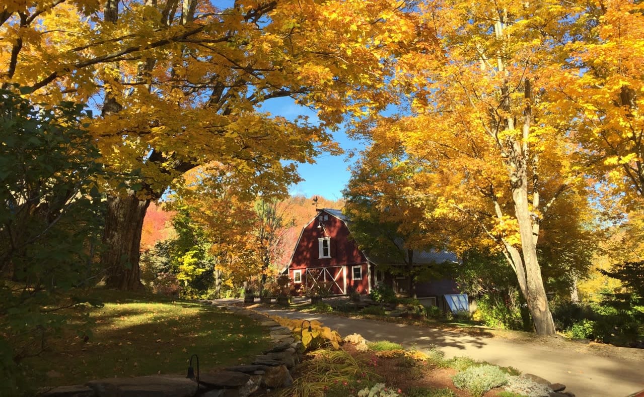Handsome Red Barn at West Hill House B&B in the Fall
