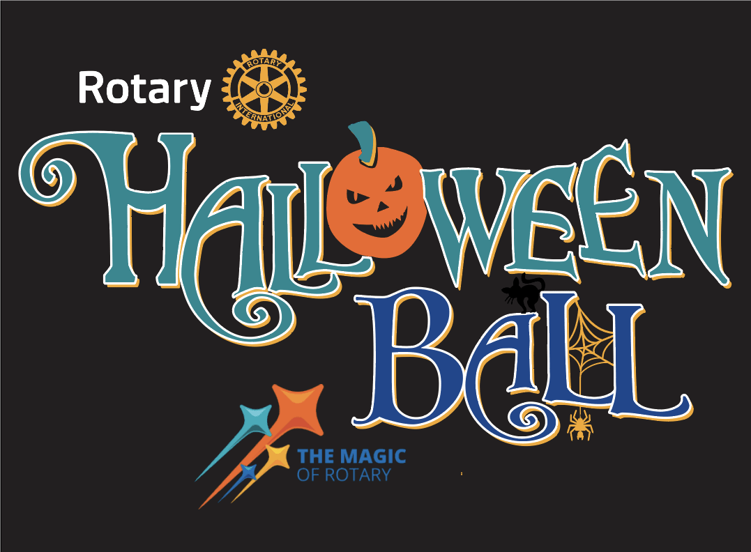 Rotary Halloween Ball with a pumpkin and spider web