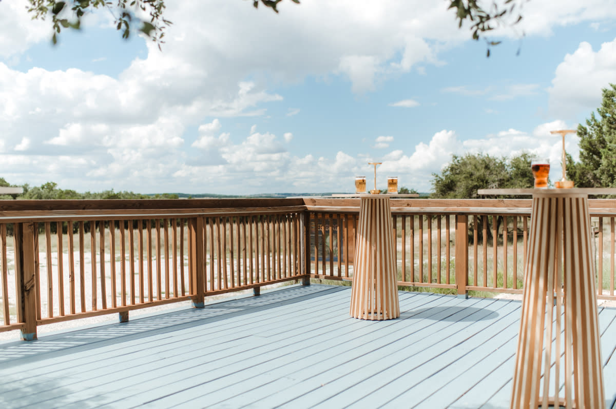 A sky-blue deck with two cocktail tables, the views from Beerburg's porch can't be missed
