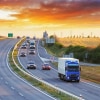 cars and trucks on the highway