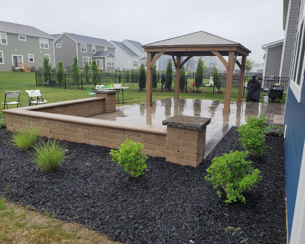Backyard Paver Patio Construction With Pavilion