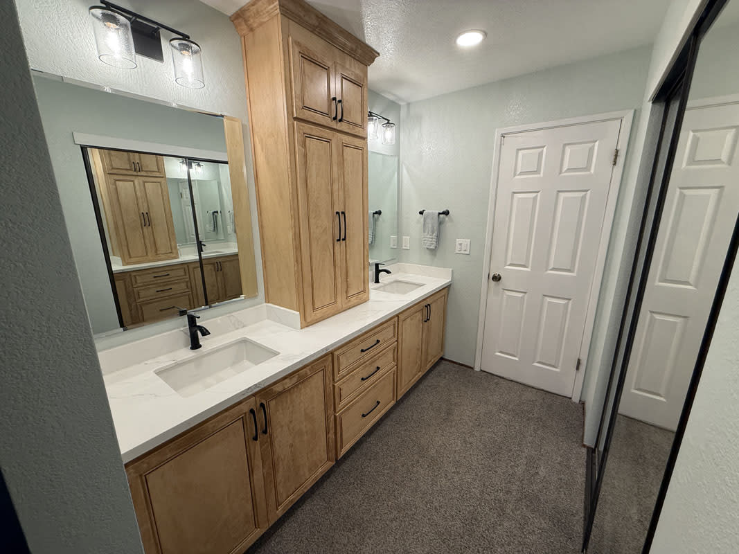 Picture of the fully finished master bathroom remodel part of the home remodeling project by Future Generation Construction