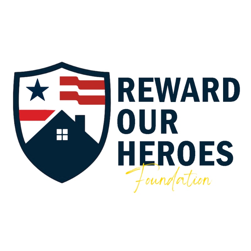 Reward Our Heroes Foundation logo with shield, house, star, and red stripes.