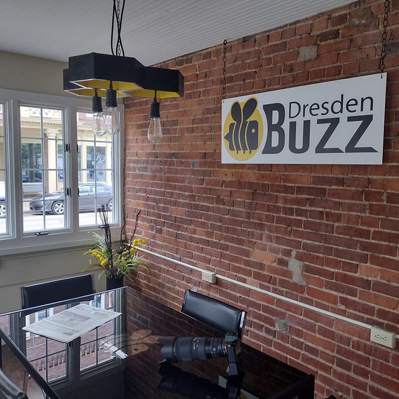 Inside the Dresden Buzz office located at 700 Main Street, Dresden, Ohio.