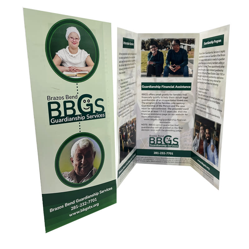 Brochure and logo for Brazos Bend Guardianship Services by Page by Page Graphic Design, LLC