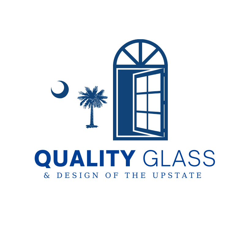 Quality Glass & Design window looking at palm tree.