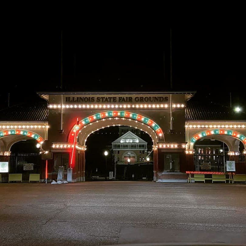 IL State Fairgrounds Main Gate across the street.