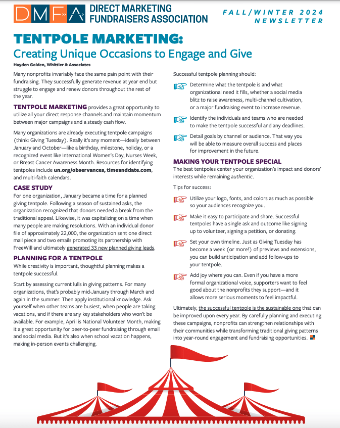 Tent at the bottom of text