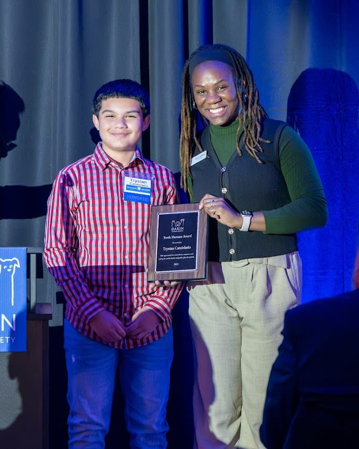 Youth Award recipient Trystan Candelario (left) and Dakin's Merrica Modeste