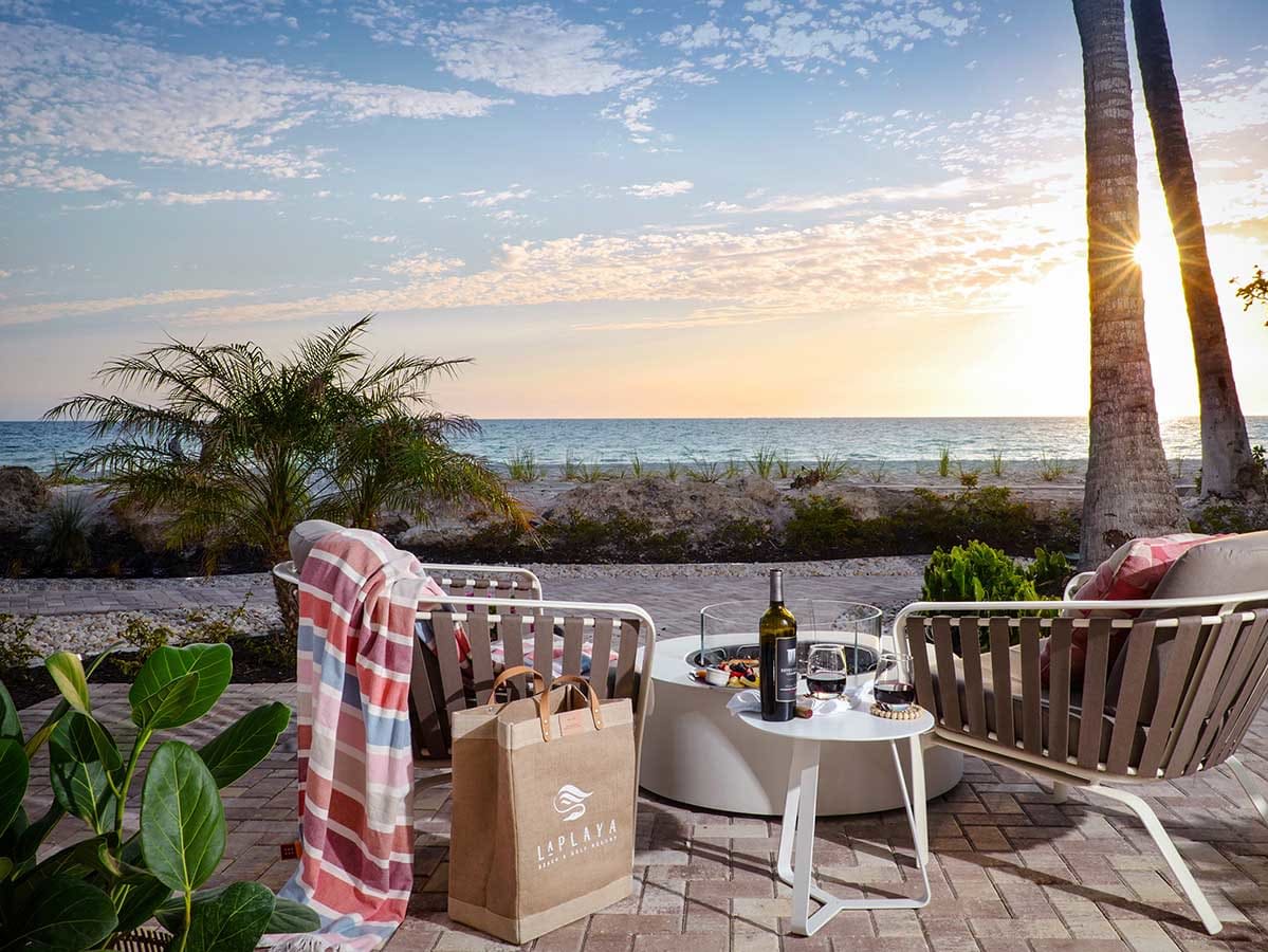 photo of fire pit and beach