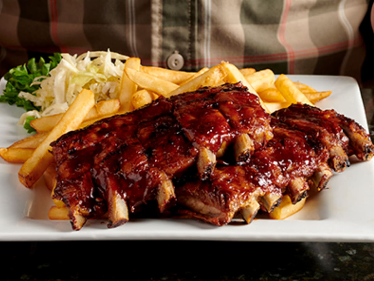 BBQ Ribs with french fries and homemade coleslaw