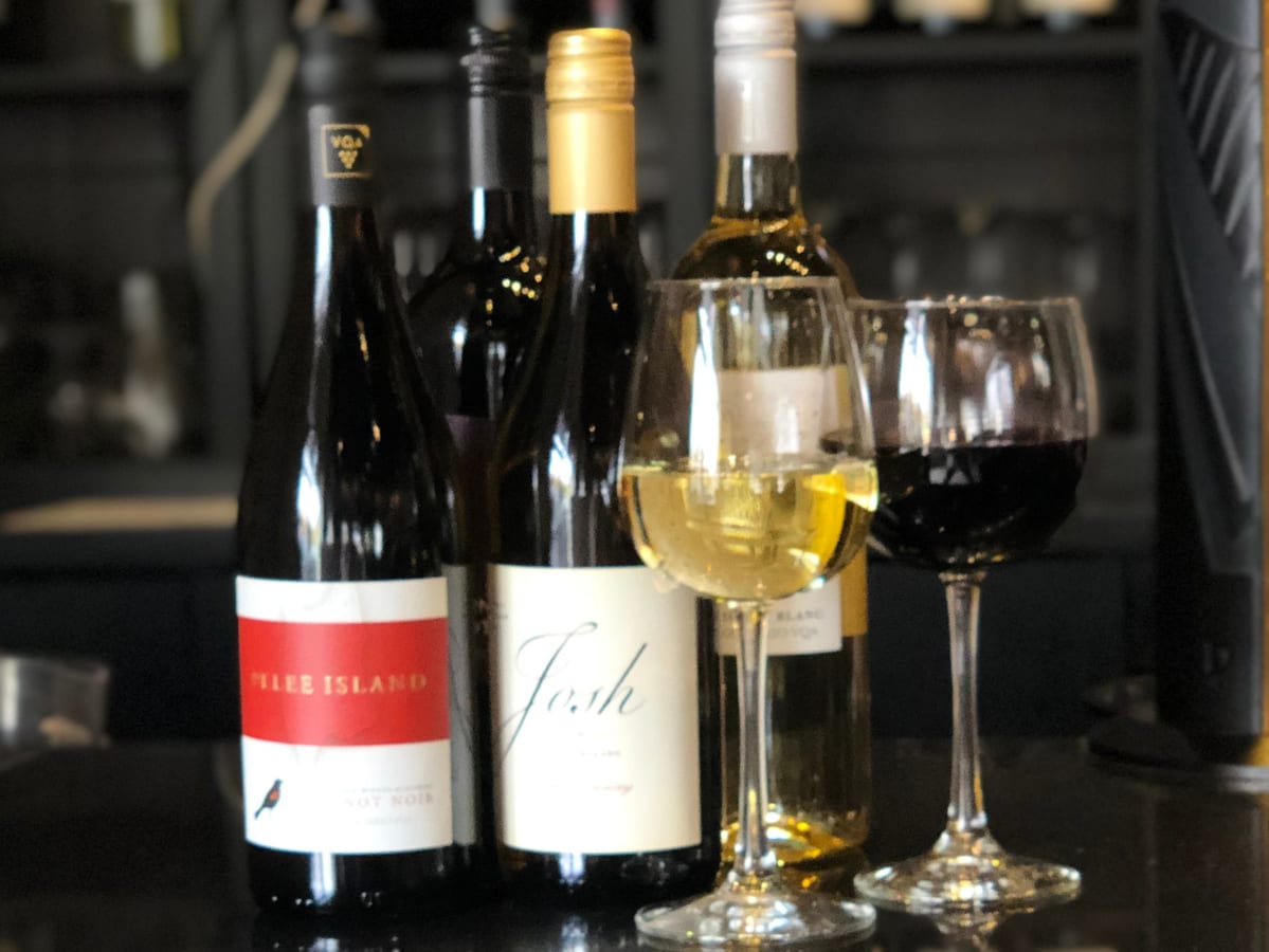 Wine bar selection red wine white wine at Symposium Cafe Restaurant Georgetown