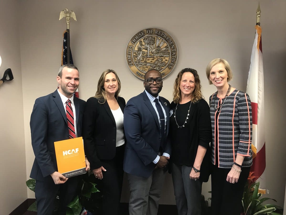 Home Care Day advocates with Senator Shev Jones (middle)