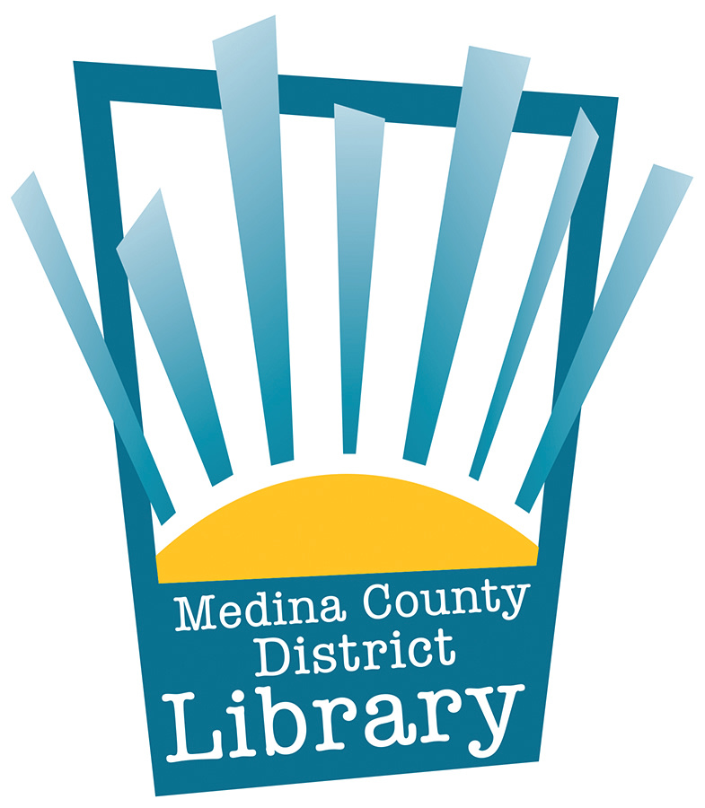 Medina County District Library logo in blue and yellow