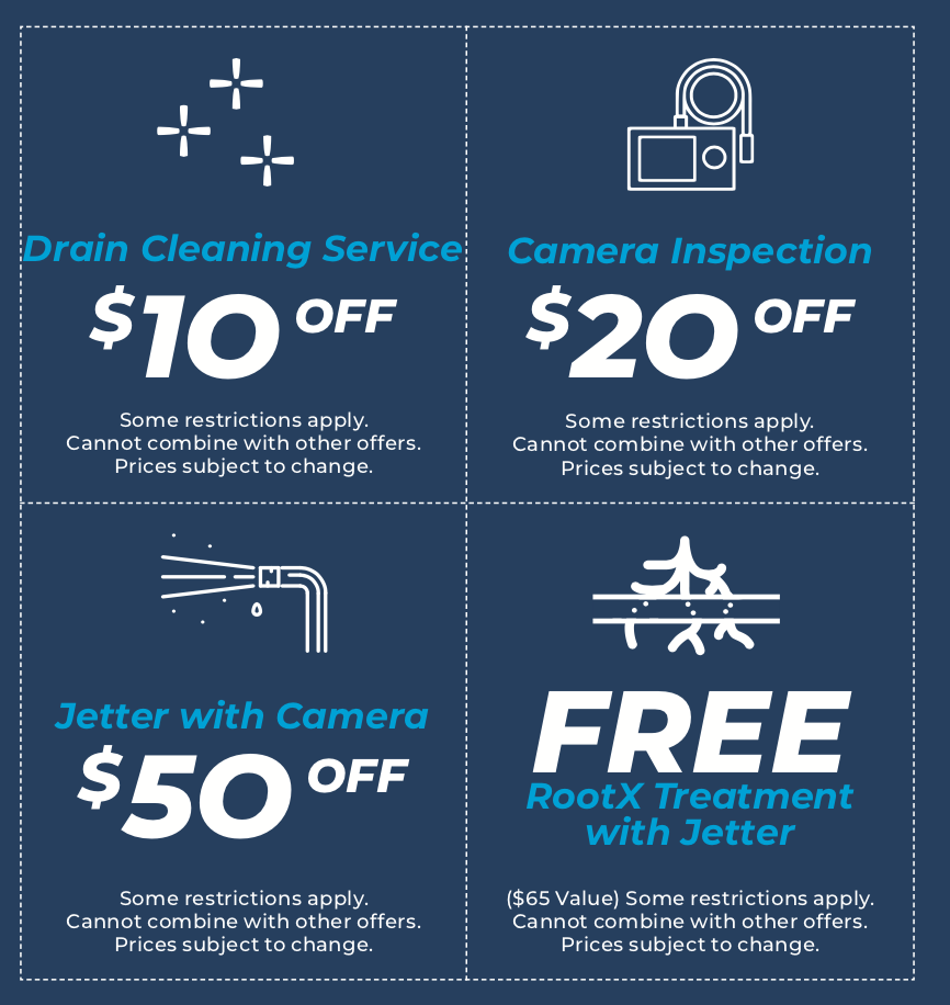 Drain Tech Coupons, $10 off Drain Cleaning Service, $20 off Camera Inpection, $50 off Jetter with Camera