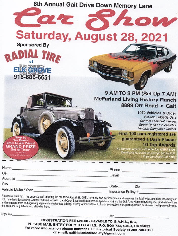 6th Annual Car Show Flyer & Registration Card - August 28, 2021 from 9 am to 3 pm