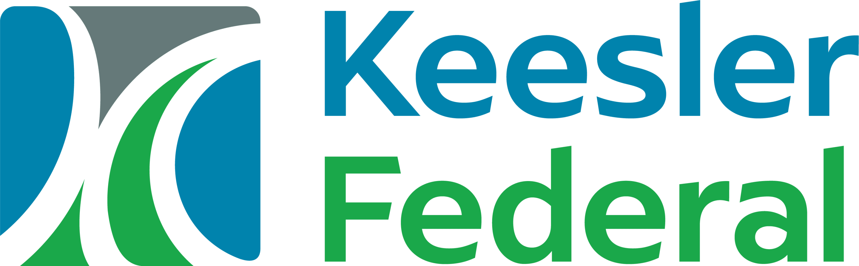 Keesler Federal Credit Union (stacked wording in blue, green and black)