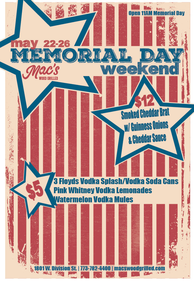 Memorial Day Weekend at Mac’s Wood Grilled