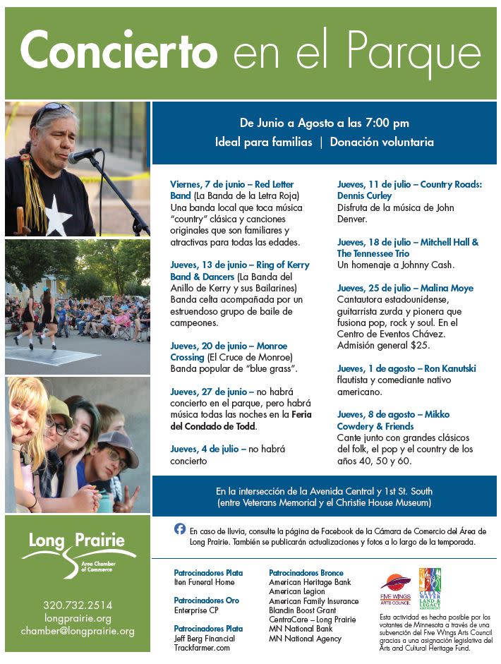 Concert in the Park Long Prairie Area Chamber of Commerce