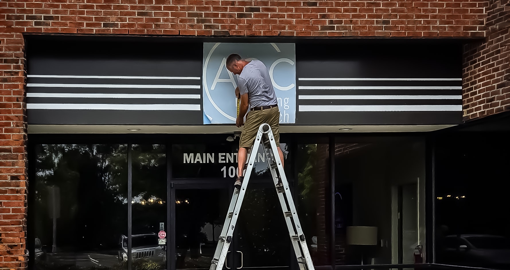Charlotte Sign Studio Installing Outdoor Sign