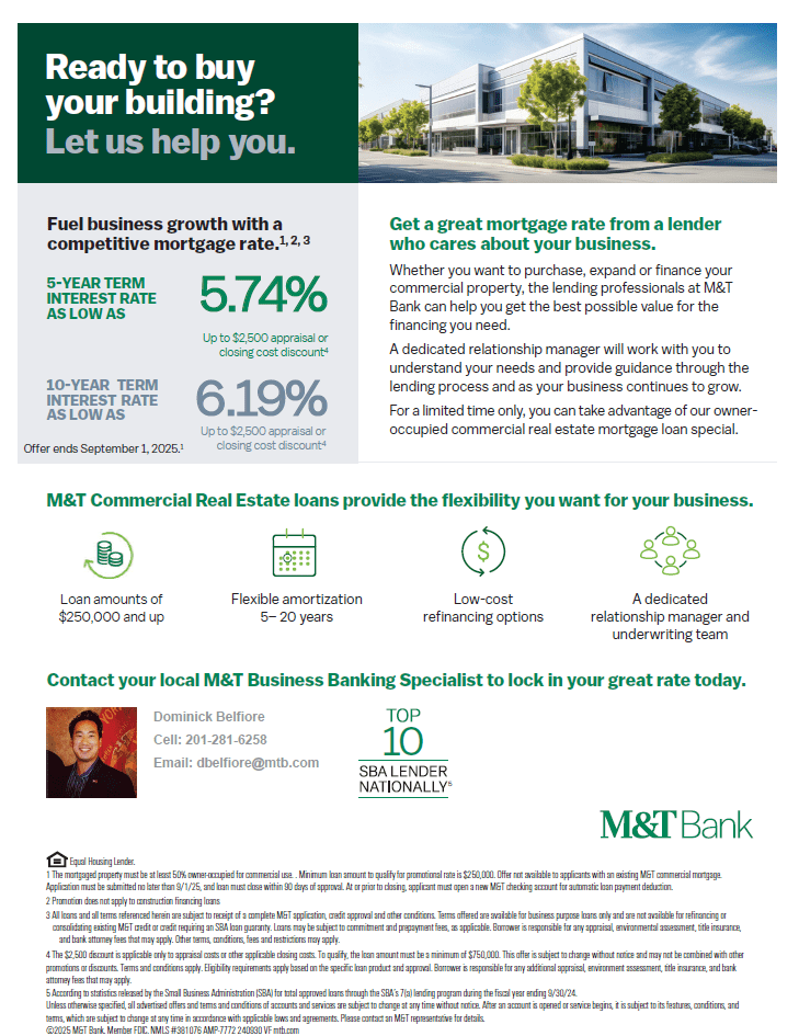 Owner Occupied Real Estate - 5-Year Term Interest Rate As Low As 5.74%