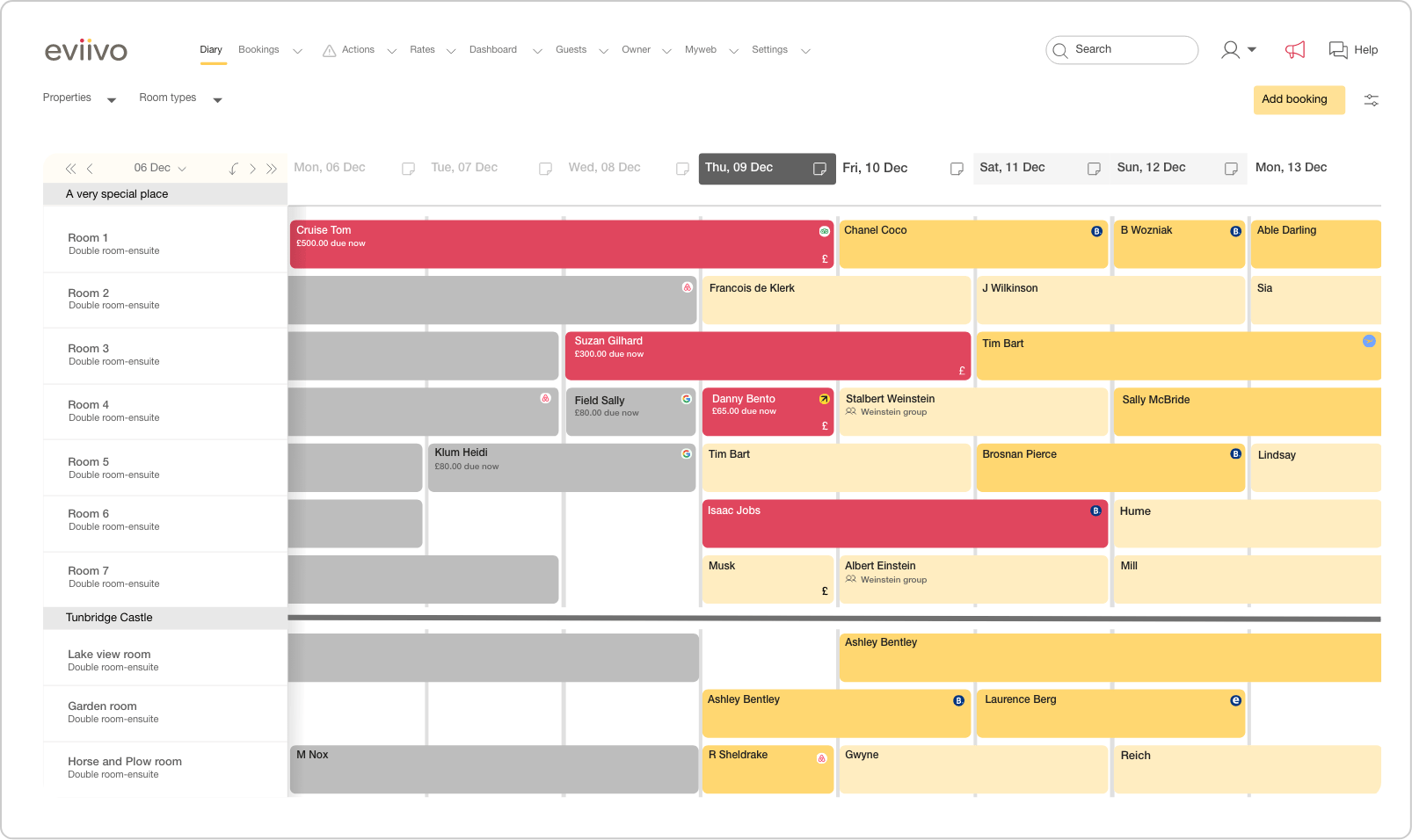 eviivo Suite Calendar