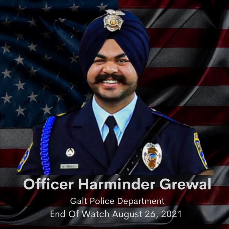 Photo of Officer Harminder Grewal, Galt Police Department, End of Watch August 26, 2021