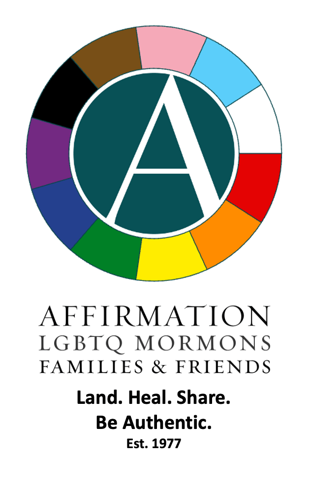 Affirmation Logo with Progress Pride Flag Colors