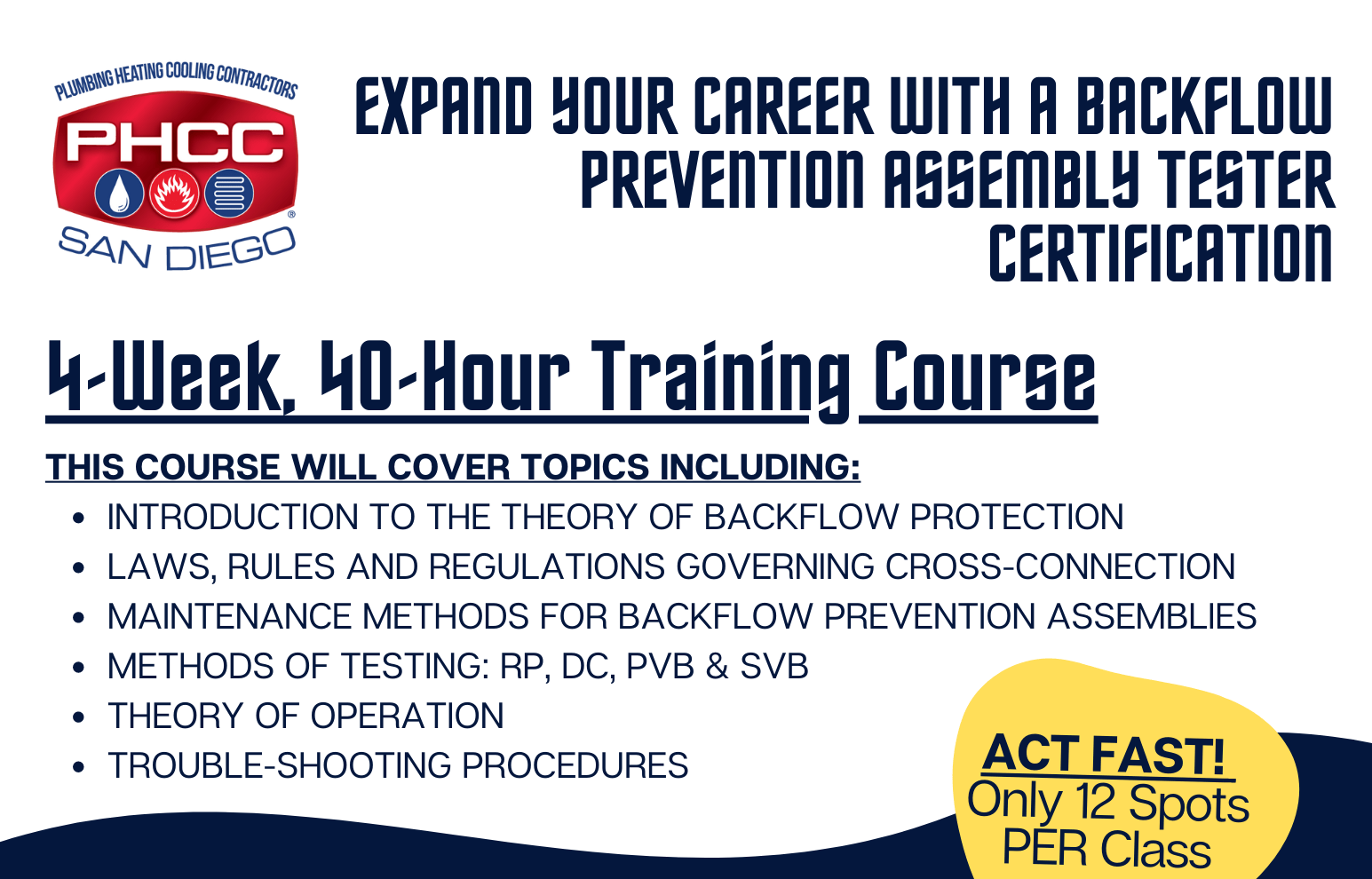 Backflow Prevention Assembly Tester Certification Course 6 week 40