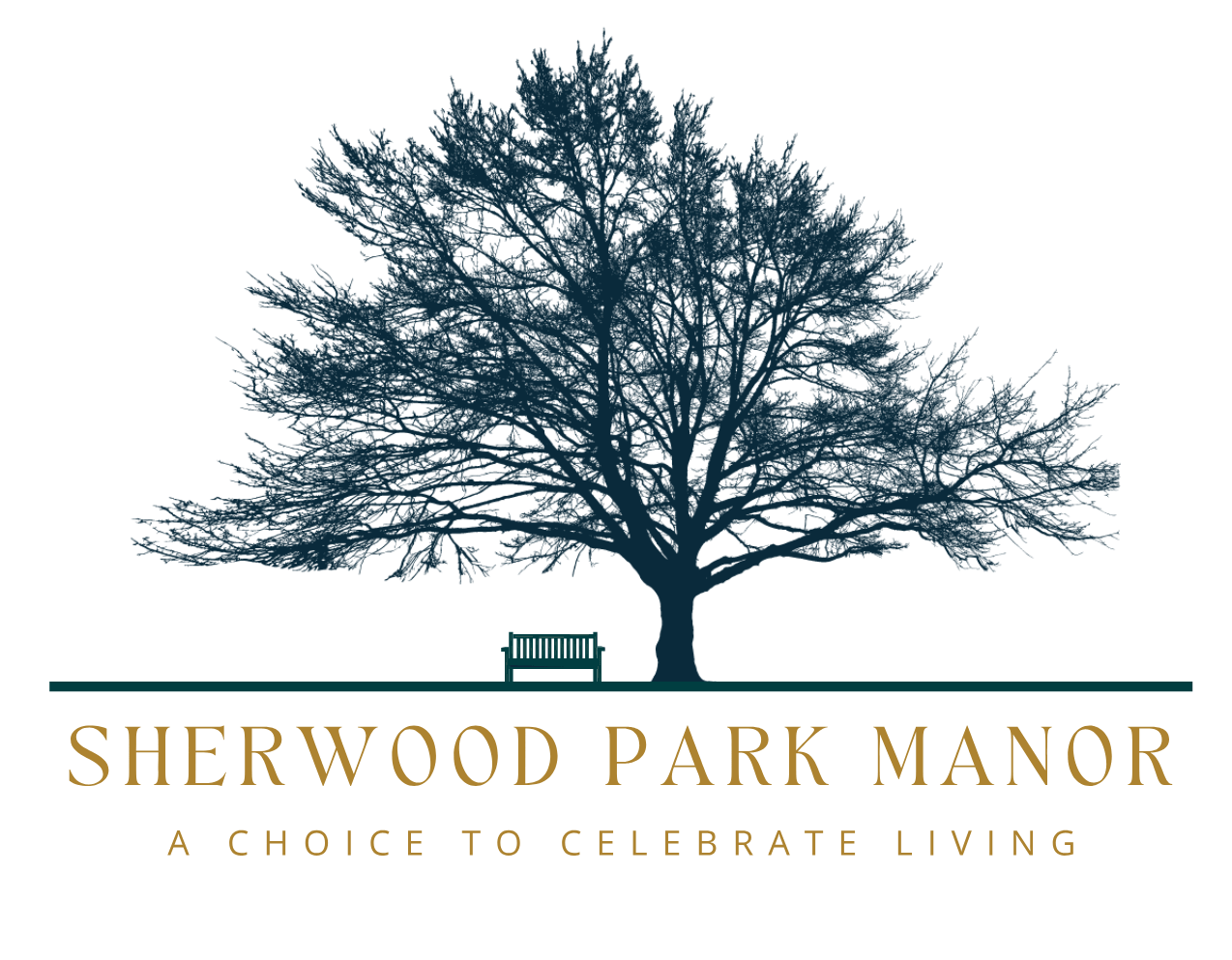 Tree with bench. Sherwood Park Manor. A choice to celebrate living.