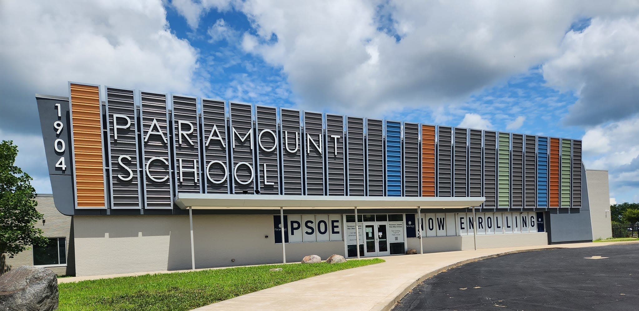 Front of Paramount Lafayette's K-8 Campus