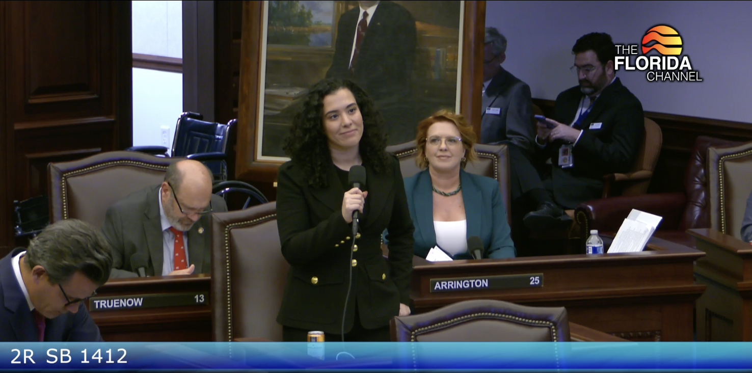 Senator Alexis Calatayud presents SB 1412 before the Florida Senate on Wednesday, April 23, 2025.