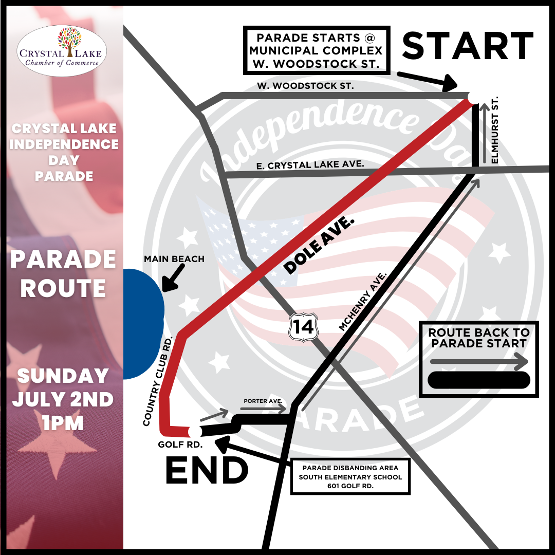 Crystal Lake Independence Day Parade Map Route 1 