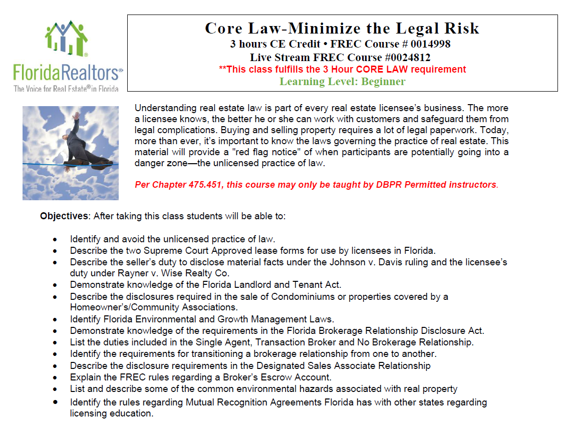 Core Law: Minimize the Legal Risk - Event Registration