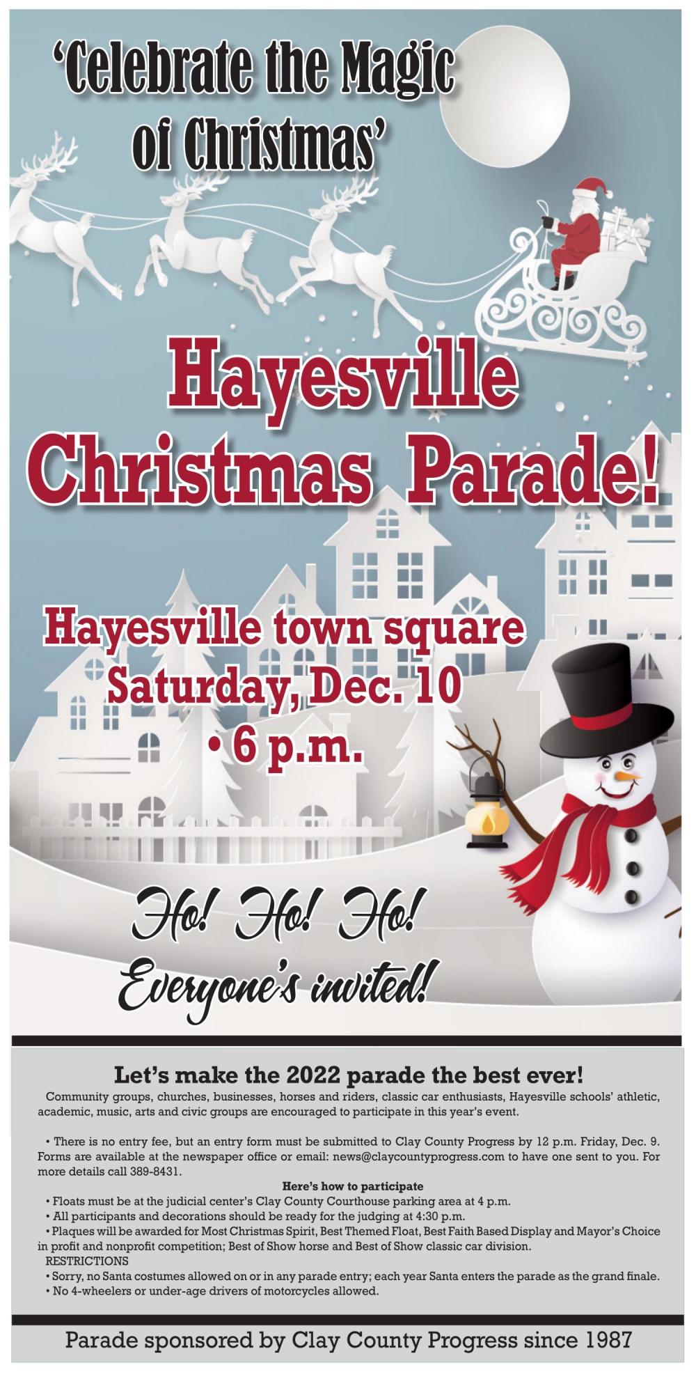 HAYESVILLE CHRISTMAS PARADE Clay County Chamber of Commerce