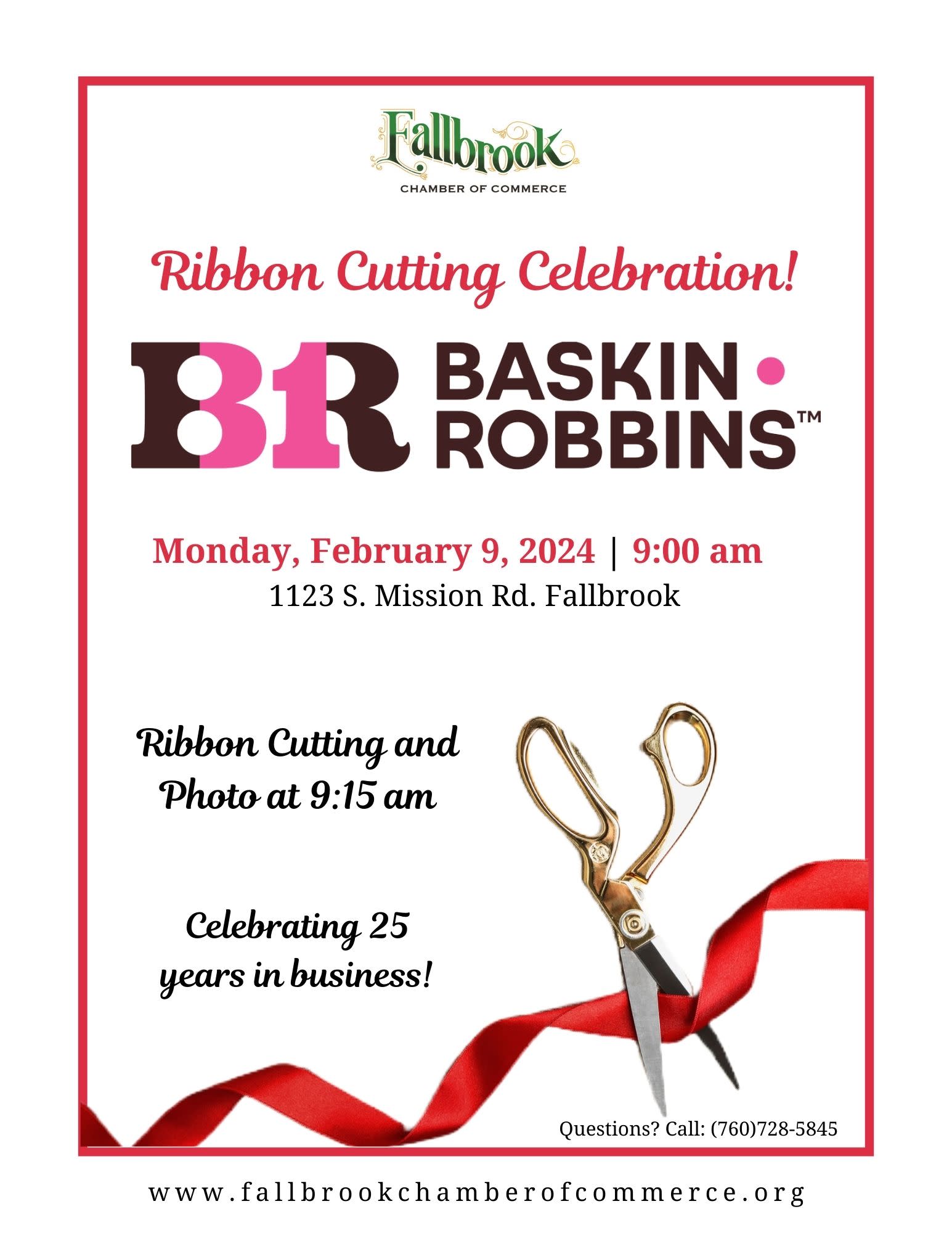 Ribbon Cutting Celebration for Baskin Robbins Fallbrook Chamber of