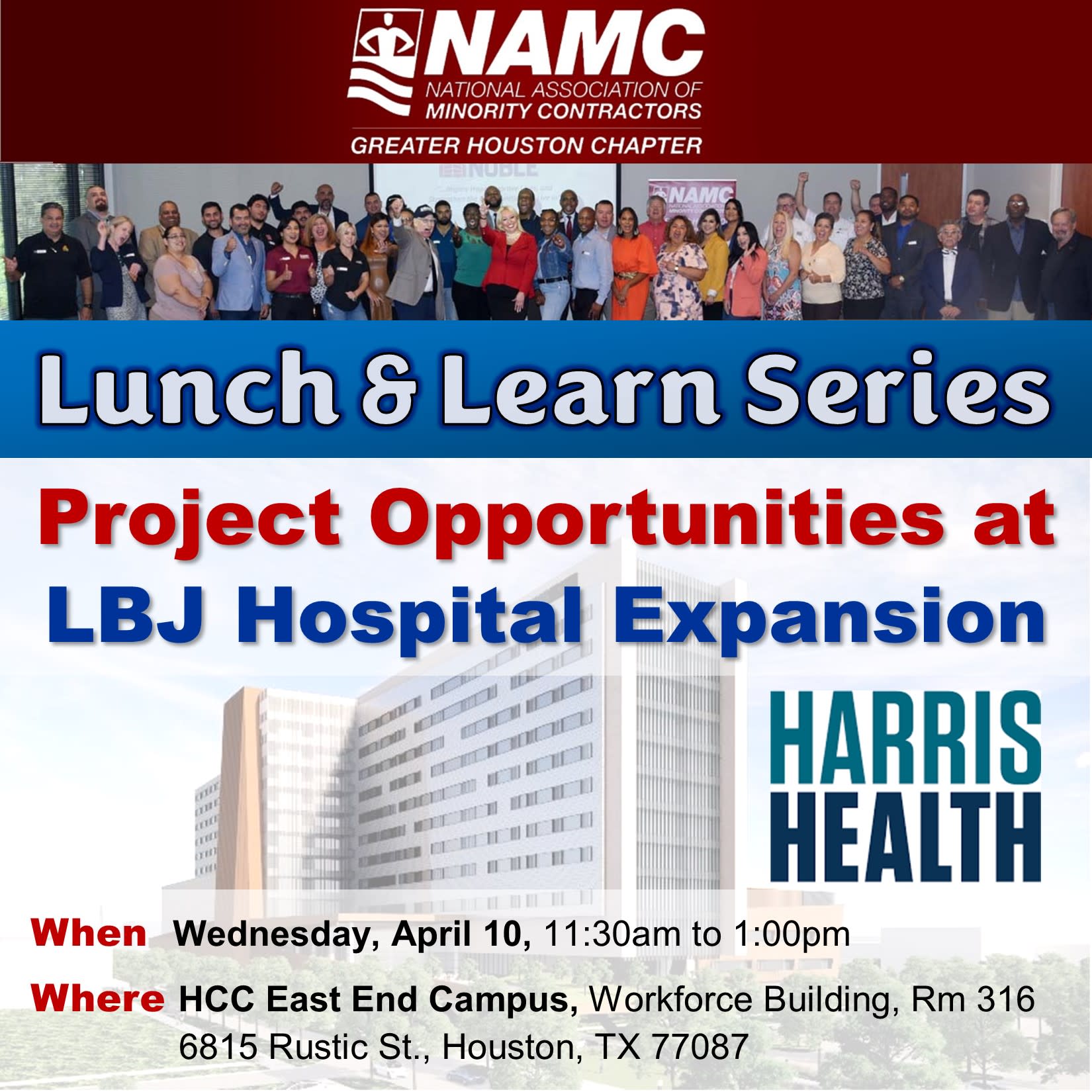April Lunch & Learn Harris Health LBJ Hospital Expansion Event Registration