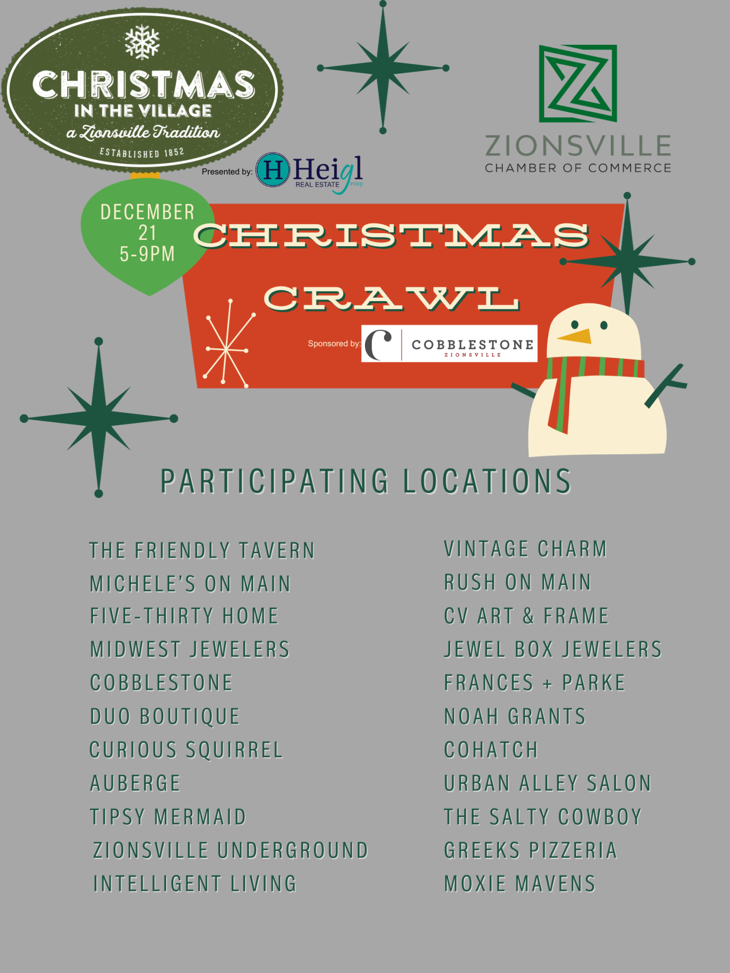 The Christmas Crawl presented by Cobblestone of Zionsville