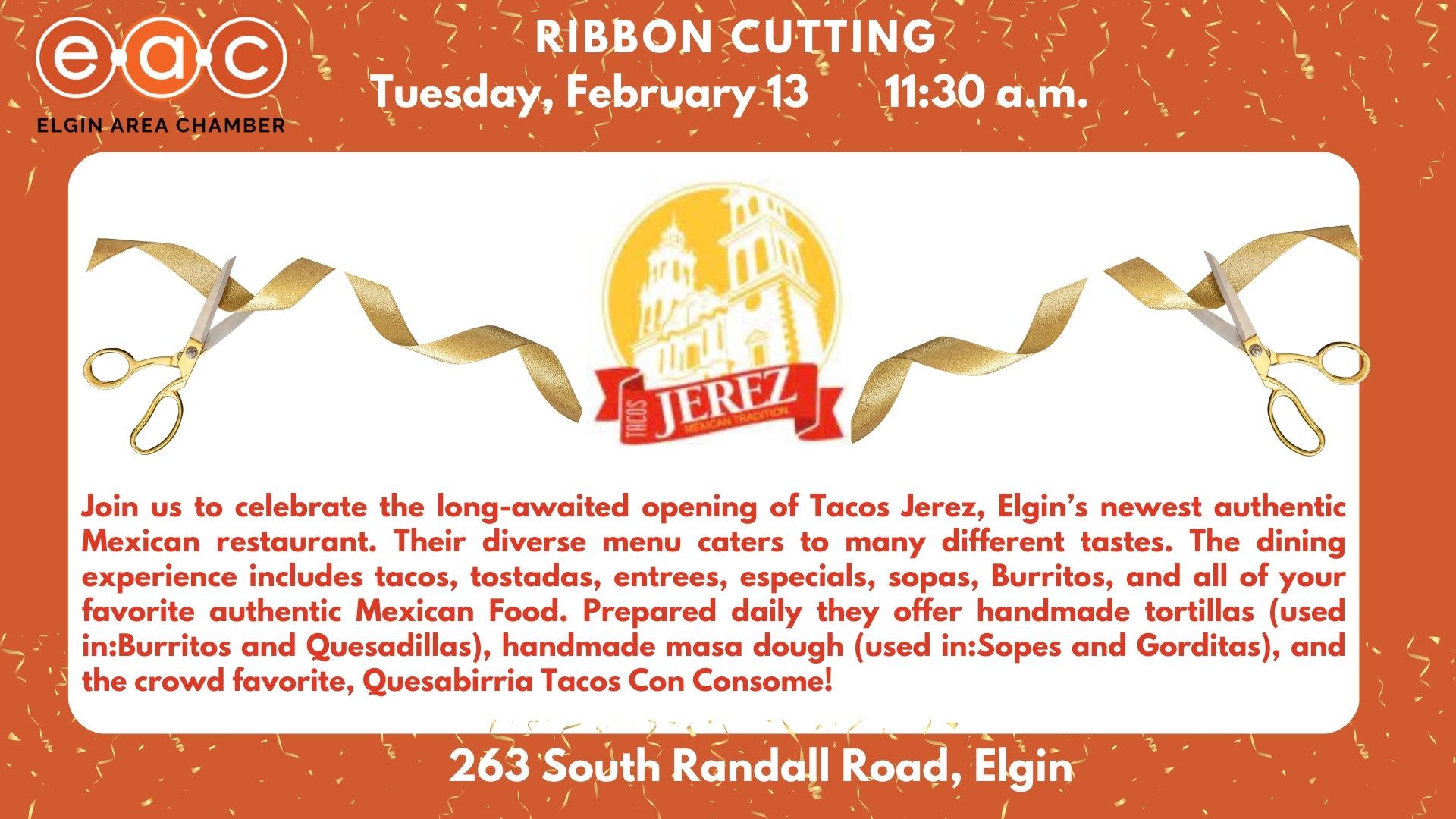 EAC Ribbon Cutting at Tacos Jerez - Elgin Area Chamber of Commerce - IL