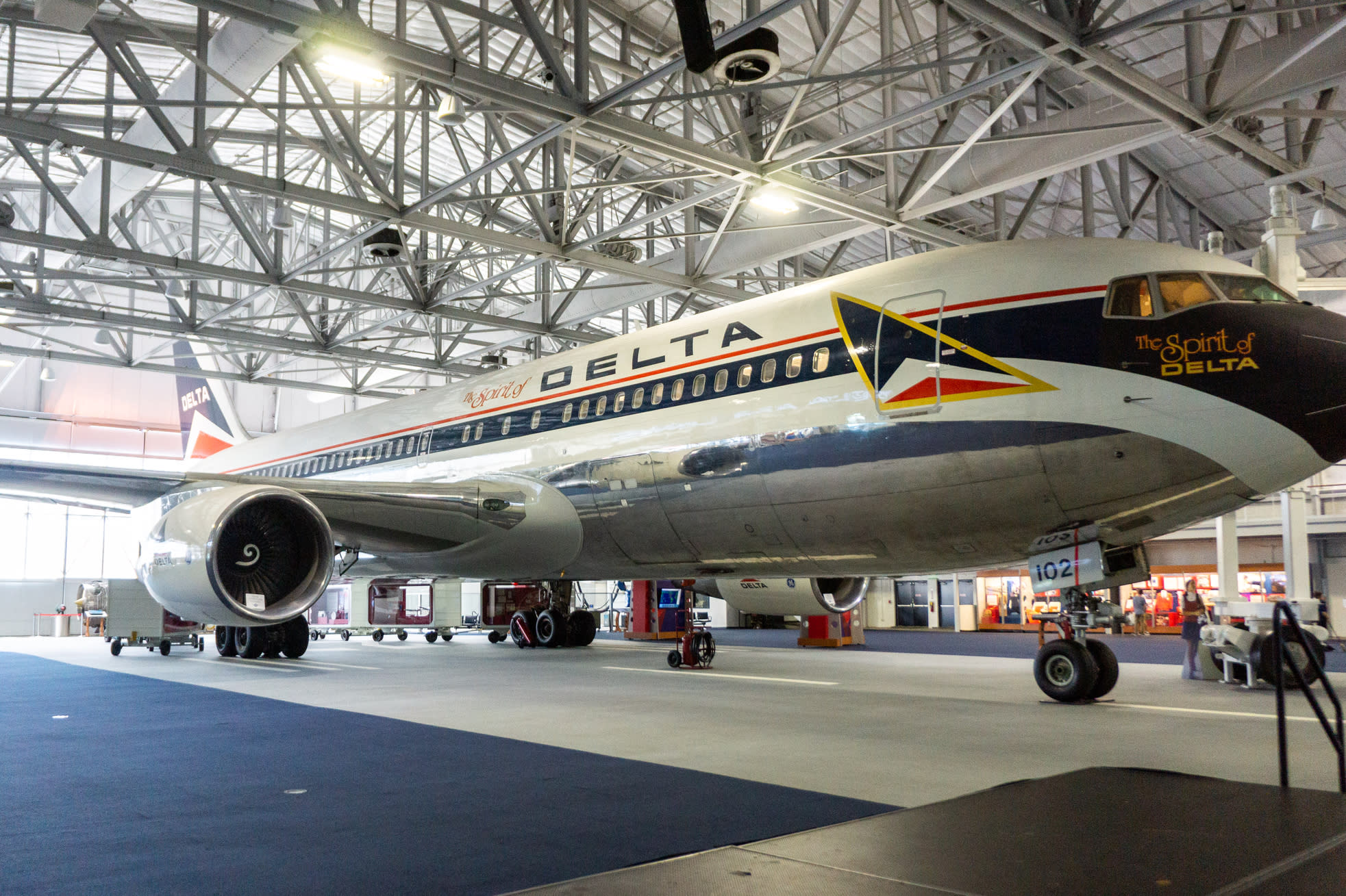 Retired Delta plane in hangar at Delta Flight Museum in Atlanta