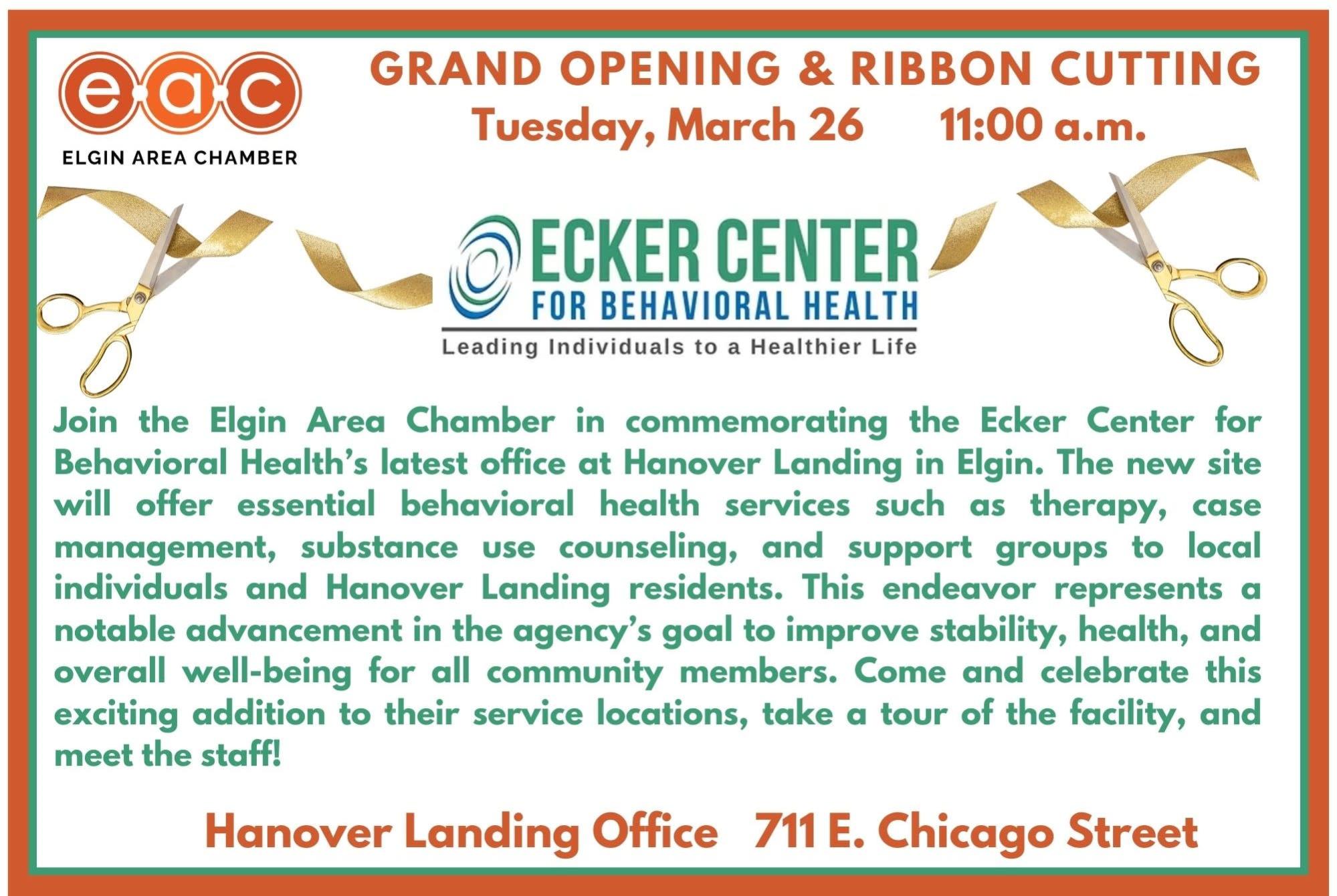 Ecker Center Ecker Center Grand Opening & Ribbon Cutting at Hanover Landing - Elgin ...